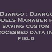 Django Django Models Manager For Saving Custom Processed Data In A Field Hey Delphi