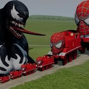 Mcqueen Hit Por El Tren Spiderman Y Venom En Dibujos Animados Para